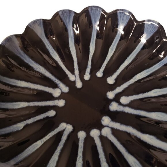 Vintage Huronia Canada Large Art Pottery Platter Black & Blue Drip Glaze - Picture 3 of 7